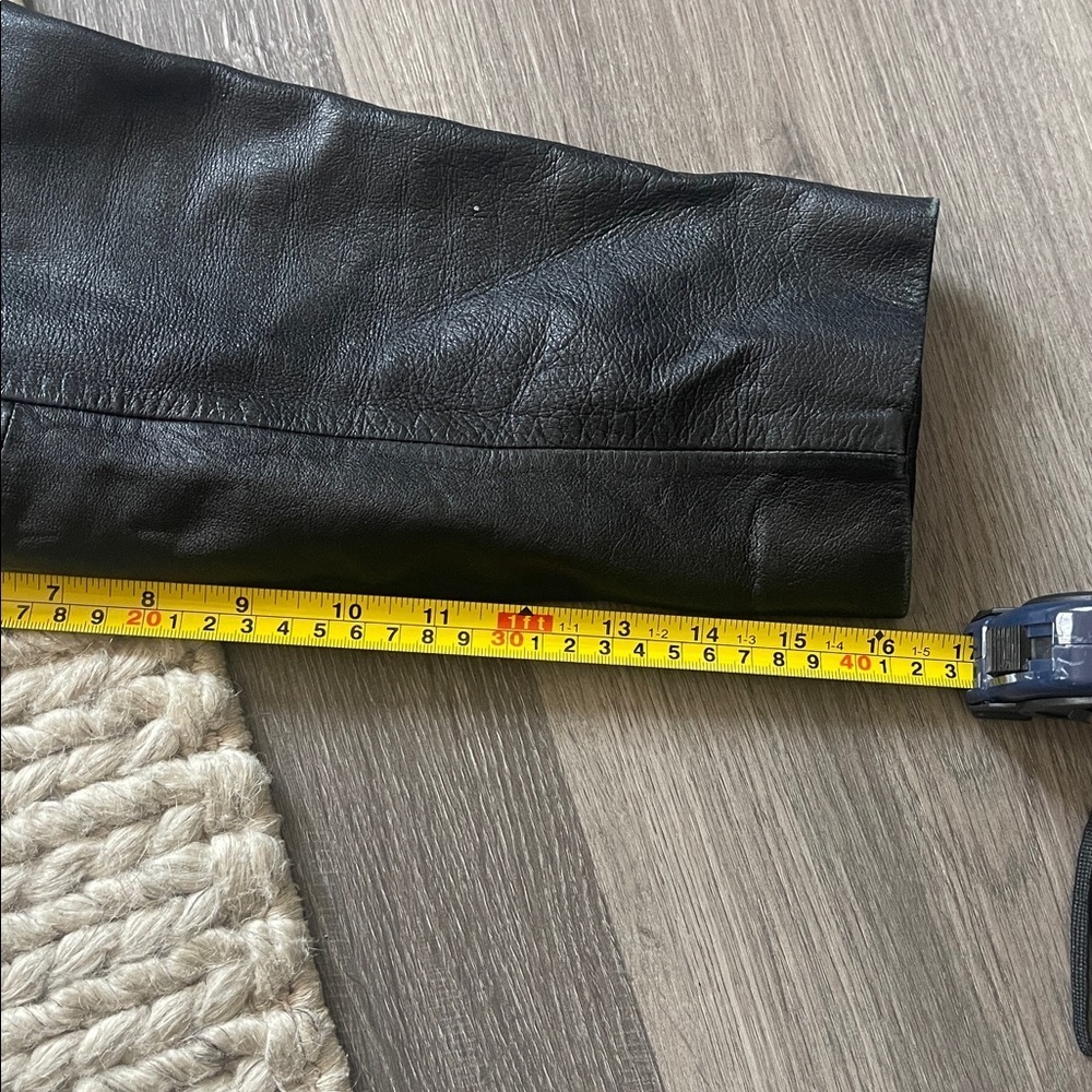 Colebrook & Co Black Leather Funnel Neck Longline Jacket Coat Dress Minimalist - Picture 15 of 15